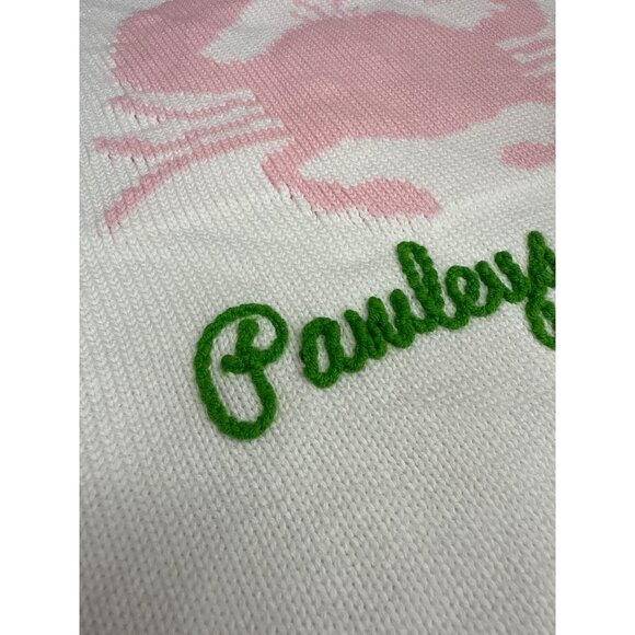 Pink Pineapple Pawleys Island White Sweater With Pink Crab & Green Stripes - Picture 3 of 7